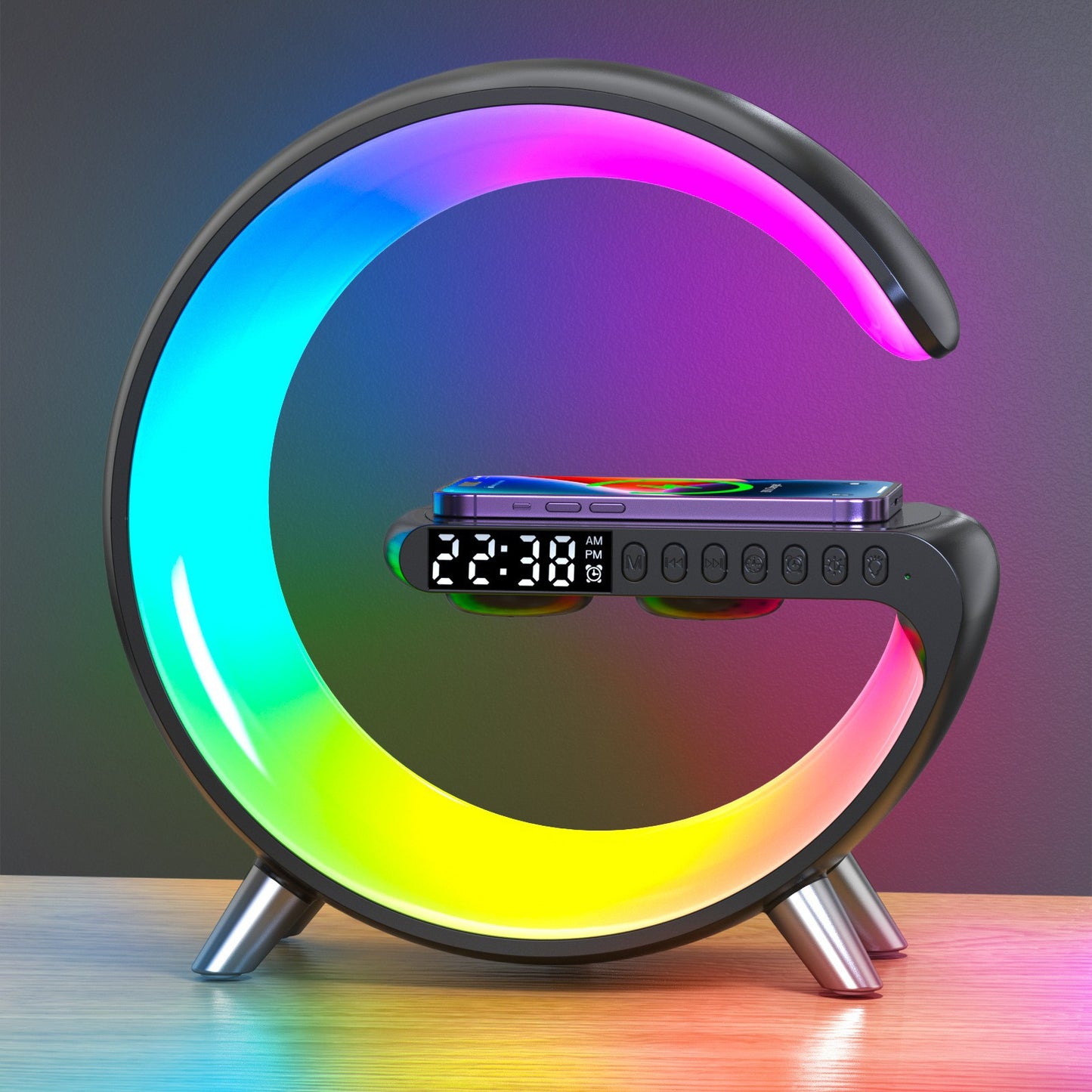 RGB Lamp with Speaker, Charger & Clock