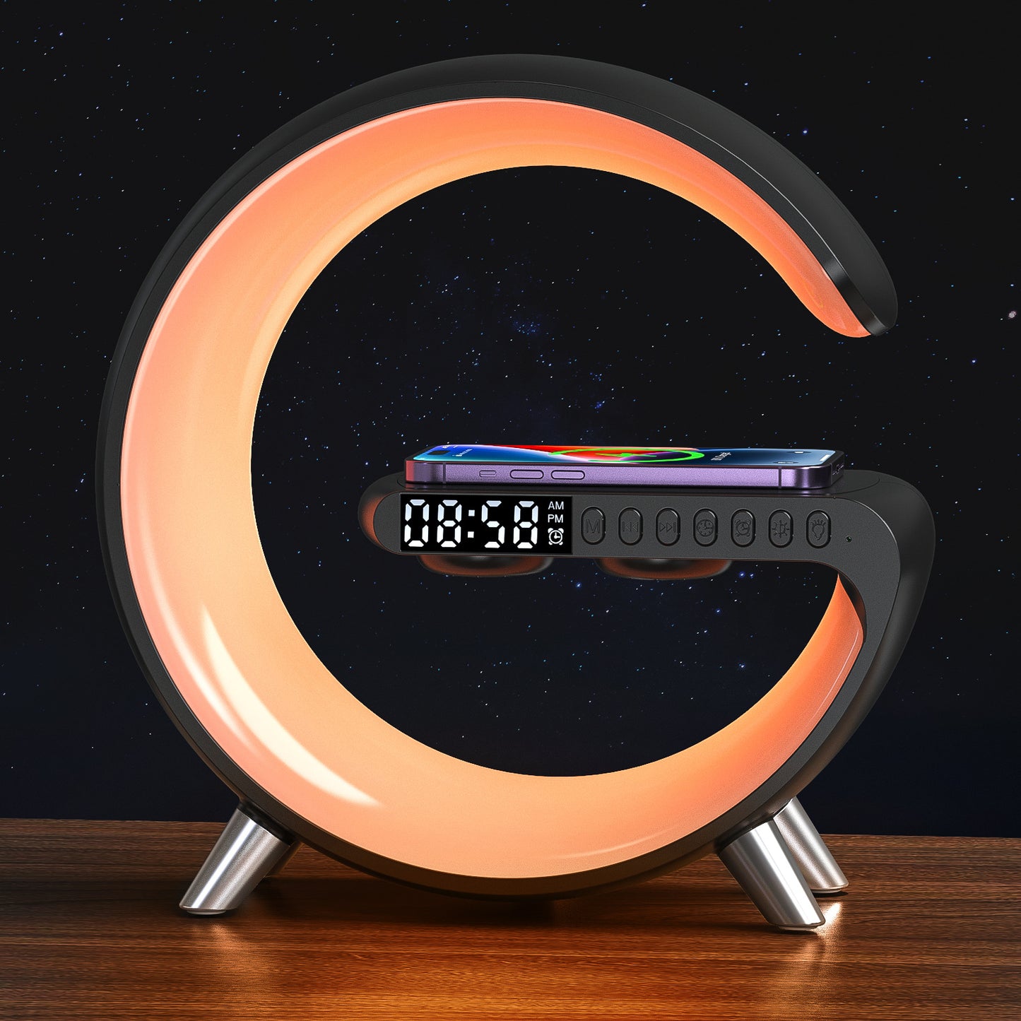 RGB Lamp with Speaker, Charger & Clock