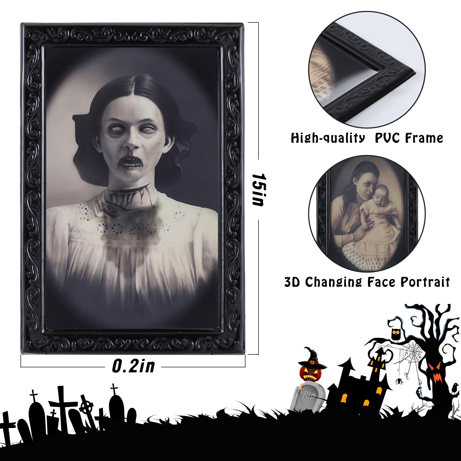 Halloween 3D Scary Face Frame Changing Portrait