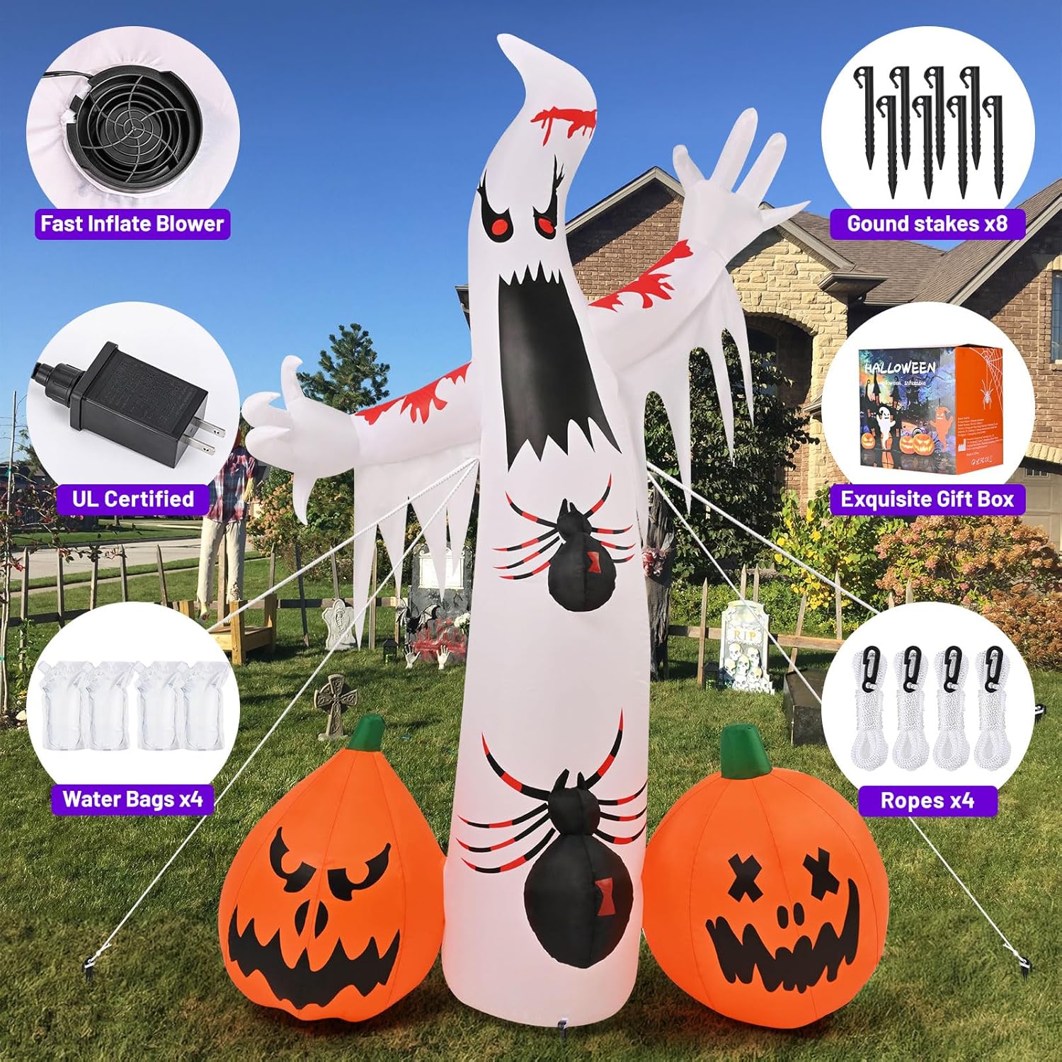 Halloween Inflatables Ghost Spider Pumpkin Outdoor Decorations